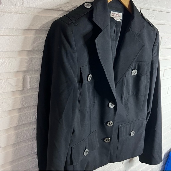 Michael Michael Kors Black Wool Blend Button Up Sports Blazer, Women’s Size 10 - Picture 9 of 9